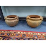 A pair of Compton terracotta planters, diameter 32cm, height 24cm