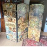 A Victorian double signed three fold scrap screen, mostly decorated with figures, width 63cm