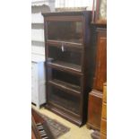 A Globe Wernicke style mahogany four section bookcase. W-86cm, D-36cm, H-172cm.