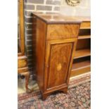 An Edwardian mahogany and satinwood banded pedestal cupboard, (formerly a sideboard section) width