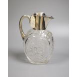 A late Victorian silver mounted cut glass claret jug, Hukin & Heath, Birmingham, 1898, 20.4cm.