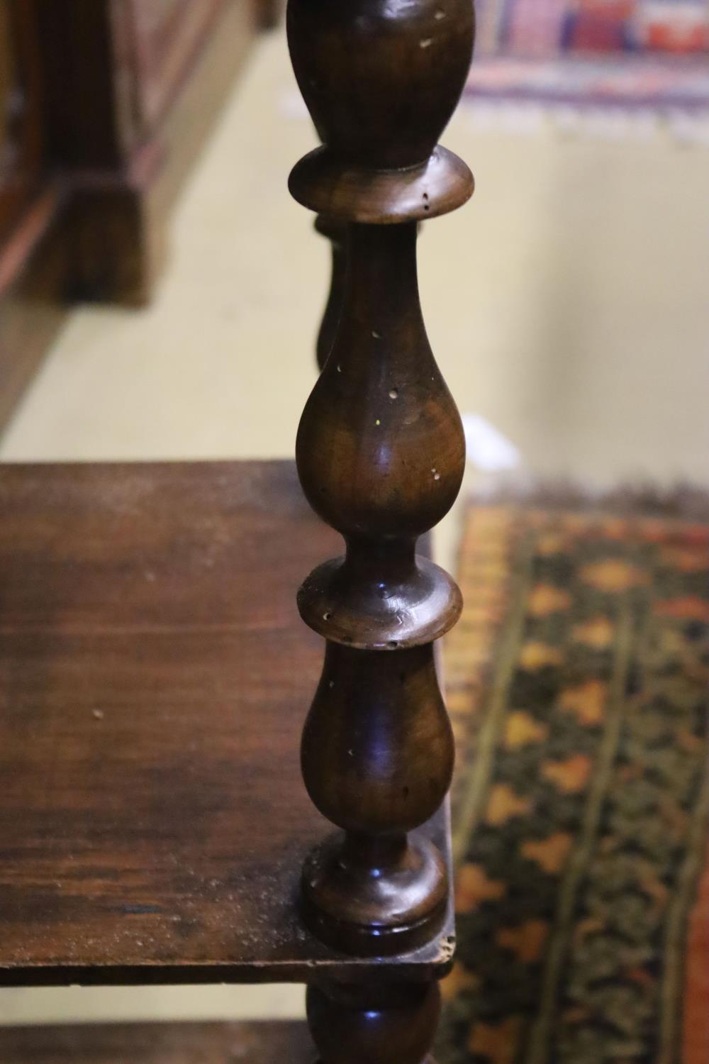 A Victorian mahogany walnut four-tier whatnot, (severely wormed) width 44cm, depth 30cm, height - Image 4 of 4