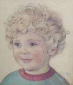 Keith Henderson (1883-1982), pencil and watercolour, Portrait of Jasper Ridley, Aged 2, initialled