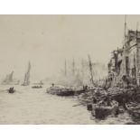 William Lionel Wyllie (1851-1931), etching, Old Limehouse, signed in pencil, 20 x 25cm