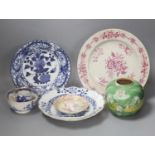 A group of Chinese porcelain plates and a jar, 18th/19th century and an 18th century Japanese
