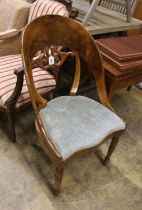 A 19th century Italian walnut side chair, width 50cm, depth 46cm, height 93cm