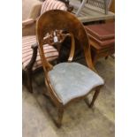 A 19th century Italian walnut side chair, width 50cm, depth 46cm, height 93cm