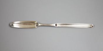 A George III silver marrow scoop, Soloman Hougham, London, 1803, 23.5cm.