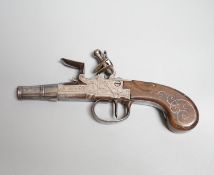 A Flintlock pocket pistol signed Segallas London, c.1770, turn off barrel, signed action engraved