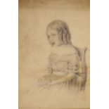 Miss Laurie (19thC), pencil on paper, Portrait of Caroline Chase Powell, label verso, 26 x 18cm