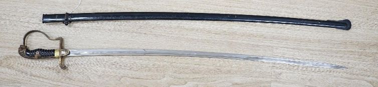 A German Third Reich cavalry dress sword, provenance Desert Rats, length 1002cm