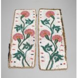 A fine pair of Native American Plains Indian rectangular beadwork panels, with floral designs and