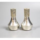 A modern pair of part textured silver condiments by Christopher Nigel Lawrence, London, 1982,