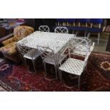 A painted aluminium faux bamboo rectangular garden table, length 130cm, depth 88cm, height 71cm