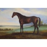 A modern oil on canvas of a horse standing in a landscape, 60 x 90cm