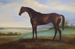 A modern oil on canvas of a horse standing in a landscape, 60 x 90cm