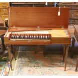 A modern mahogany clavichord by John Morley, London,on turned and fluted legs, width 112cm, depth