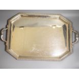 A 20th century French 950 standard white metal two handled tea tray by Emile Puiforcat, 64.5cm