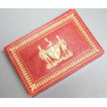 Two packs of Edwardian Royal commemorative playing cards with red morocco leather case, gilt