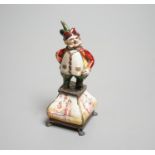A 19th century Viennese silver and polychrome enamel figure of a jester, height 10cm