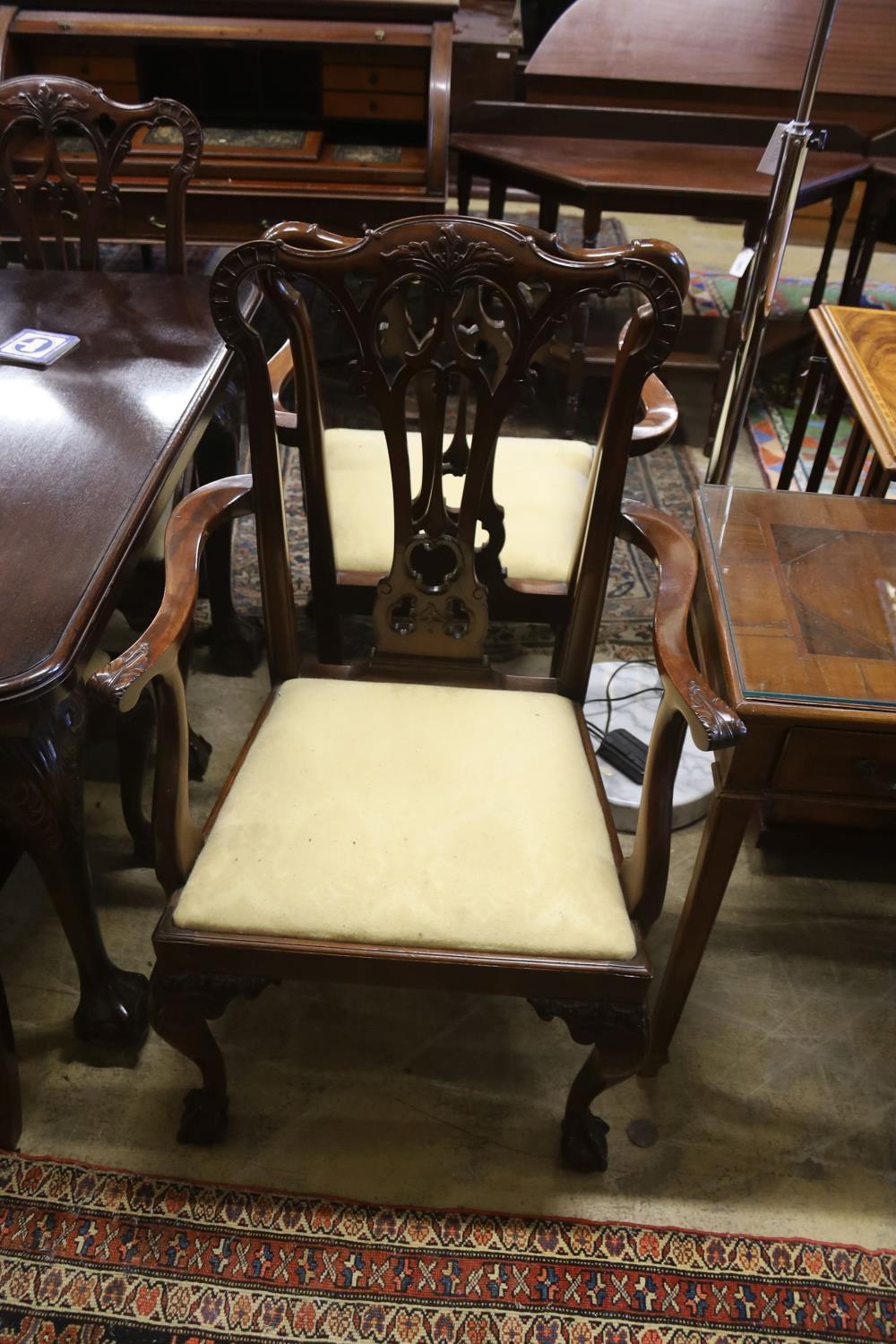 A set of eight George III style mahogany dining chairs with ball and claw feet together with a - Image 2 of 5