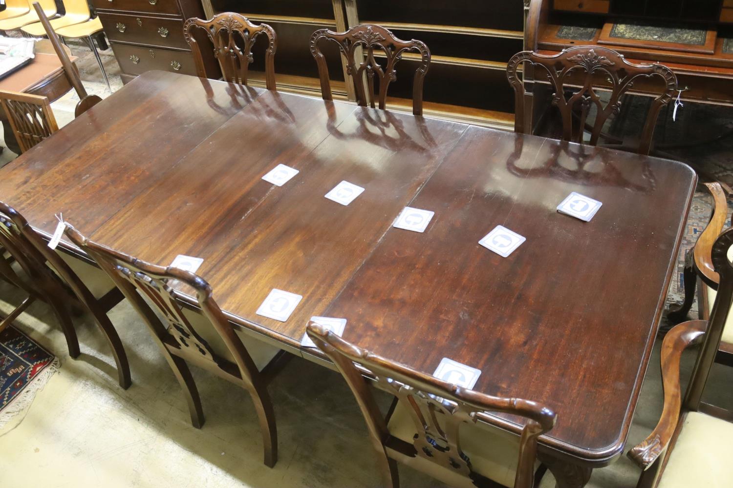 A set of eight George III style mahogany dining chairs with ball and claw feet together with a - Image 3 of 5