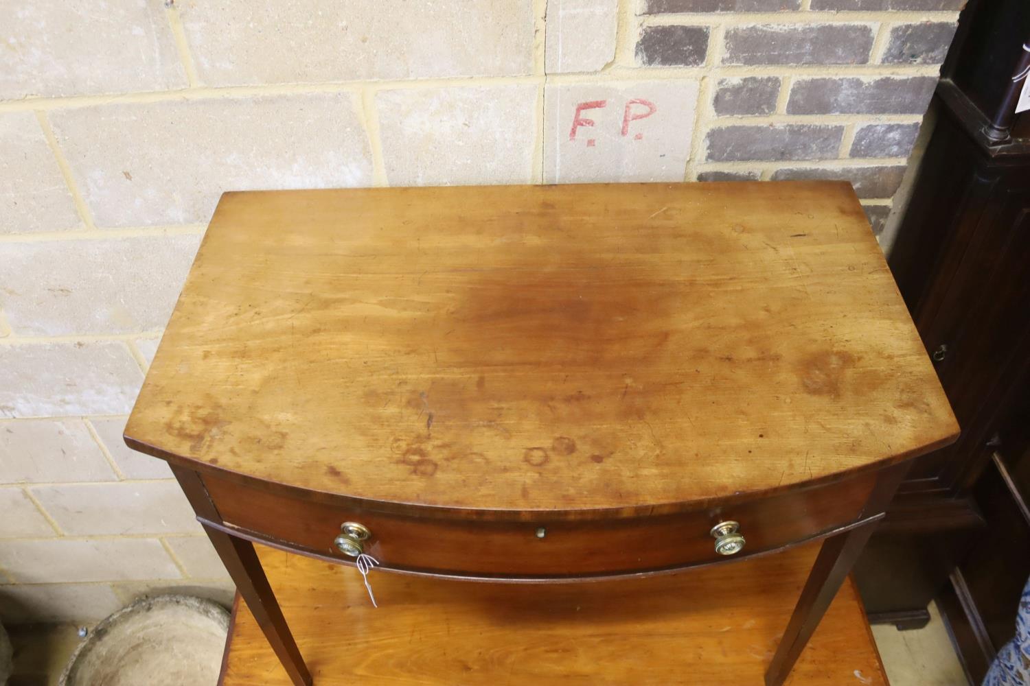 A George IV mahogany bowfront side table, width 92cm, depth 54cm, height 78cm - Image 2 of 2