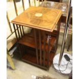 A reproduction Edwardian design inlaid mahogany revolving bookcase, width 49cm, height 80cm