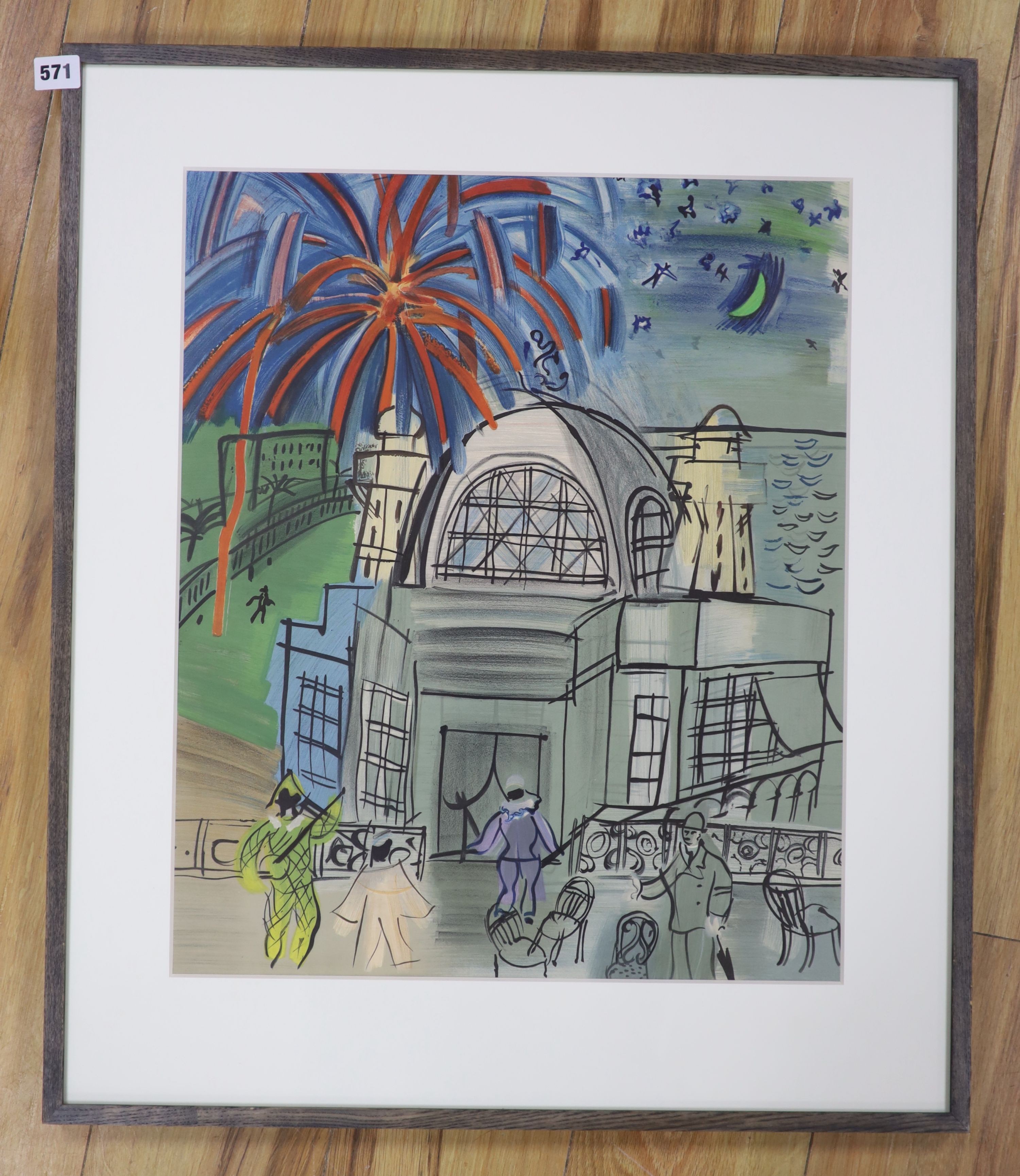 After Raoul Dufy, colour print, 'Fireworks in Nice', 53 x 44cm - Image 2 of 3