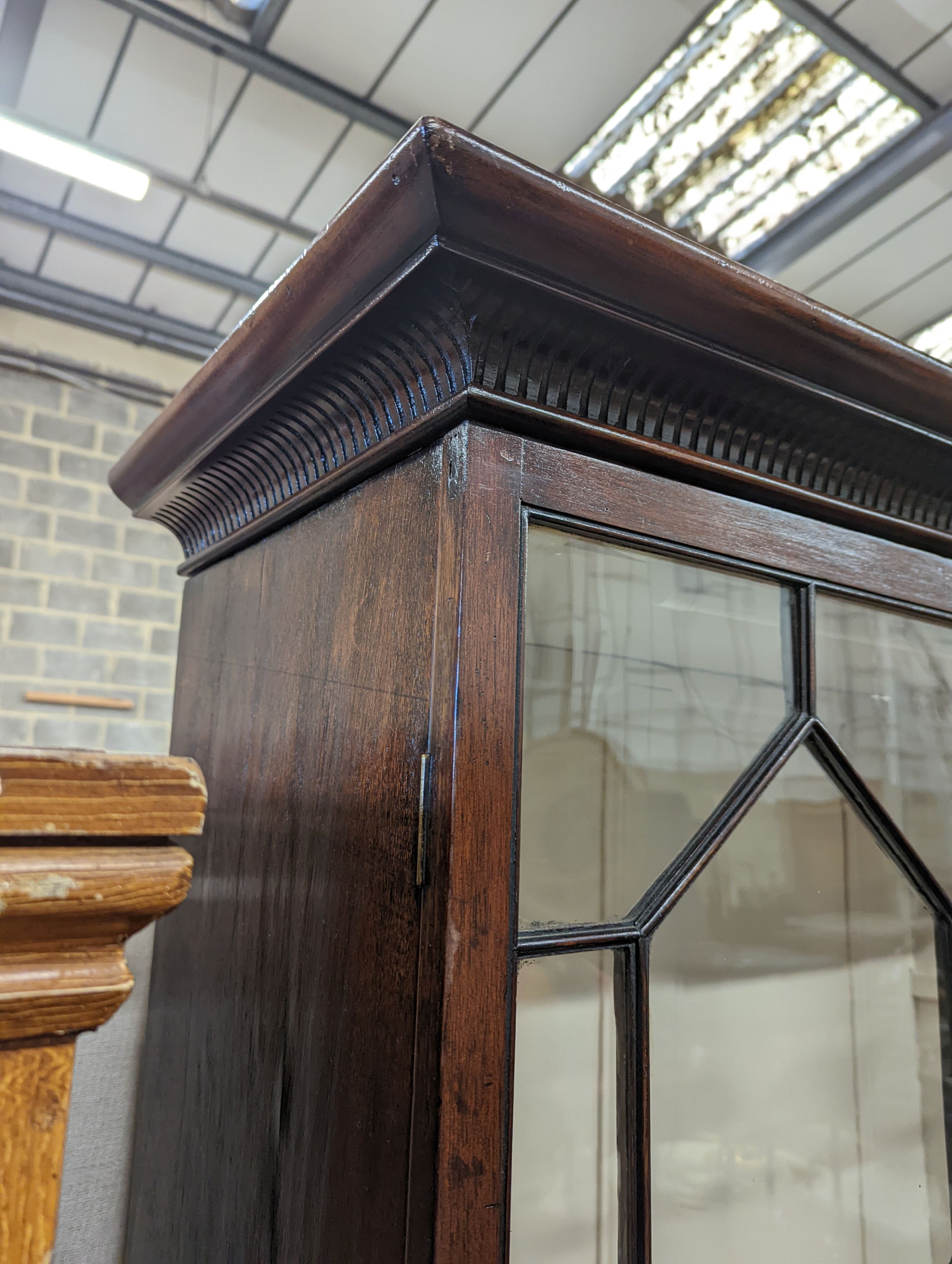 A George III mahogany secretaire bookcase, length 101cm, depth 50cm, height 203cm - Image 2 of 4