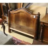 A 19th century French part ebonised walnut double bed frame, width 130cm