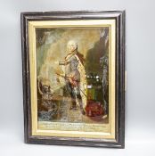 An early 19th century reverse glass print 'Frederick III King of Prussia' 36x26cm