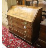 A George III mahogany bureau, width 107cm, depth 54cm, height 104cm