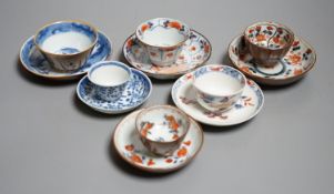 Six Chinese export porcelain teabowls and saucers, Kangxi to early Qianlong period. Provenance -