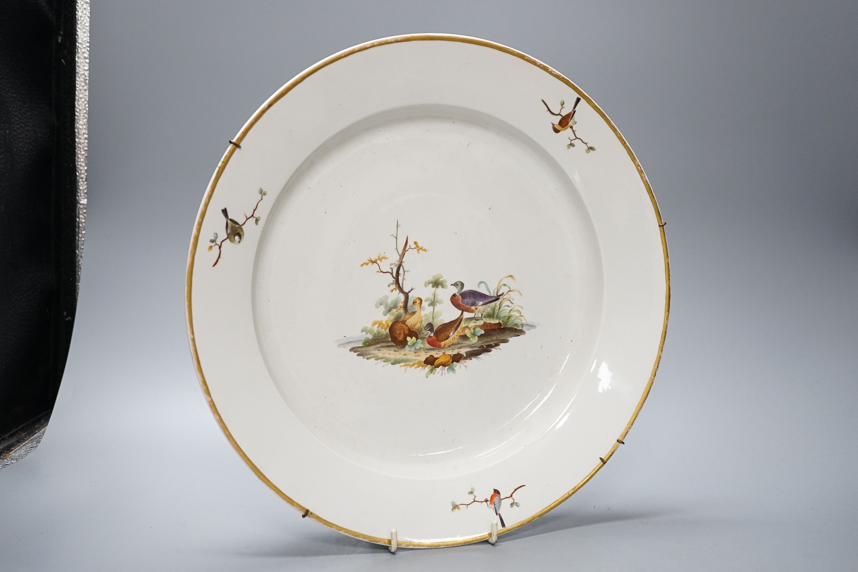 An 18th century Furstenberg bird painted porcelain dish 34cm - Image 2 of 5