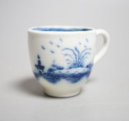 A Caughley 'The Island pattern' blue and white miniature cup, c.1780, 3.4cm. Provenance - Mona