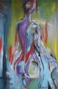 Allissia de Lucy (C20th.), oil on canvas, Standing nude, signed, 90 x 60cm