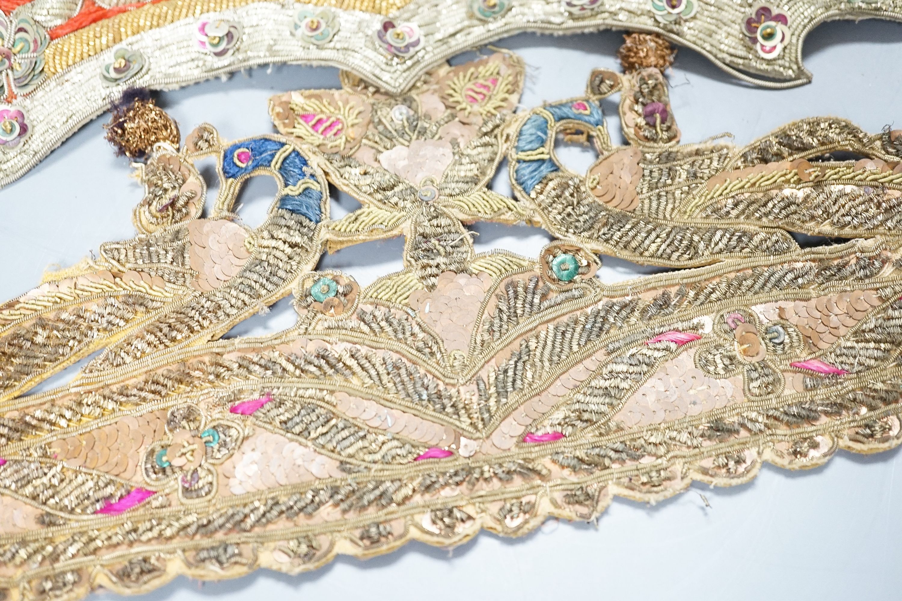 Highly ornate indian silver and gold thread headresses - Image 6 of 6