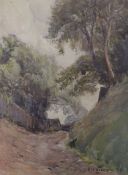 Richard Henry Nibbs (1816-1893), watercolour, 'A Lane to Epsom Downs', signed and dated '92, 20 x