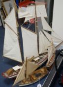 'Belle Poule' a model boat, with 2 others