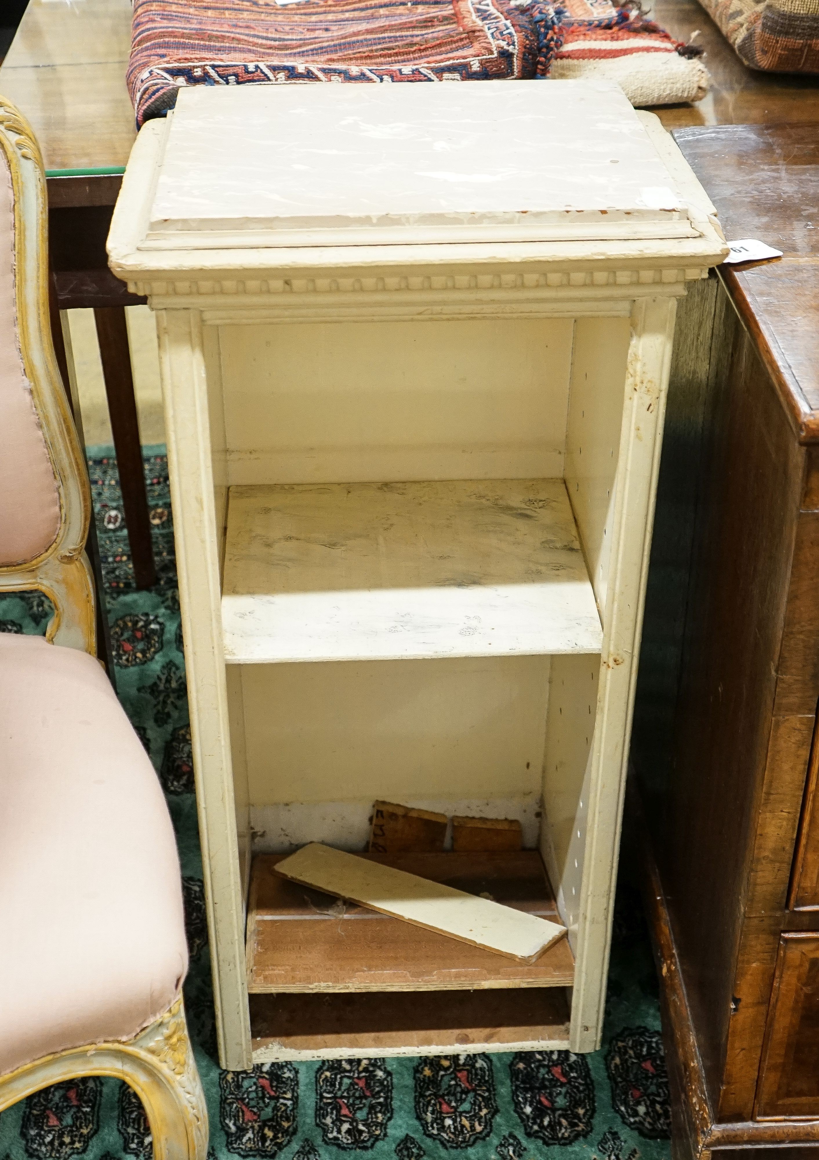 A faux marble topped painted two-tier cabinet, width 43cm, depth 32cm, height 88cm - Image 5 of 7