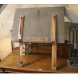 An early 20th century brass mounted folio stand together with a reading lamp