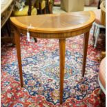 A reproduction inlaid mahogany 'D' shape side table, width 36cm, depth 38cm, height 76cm