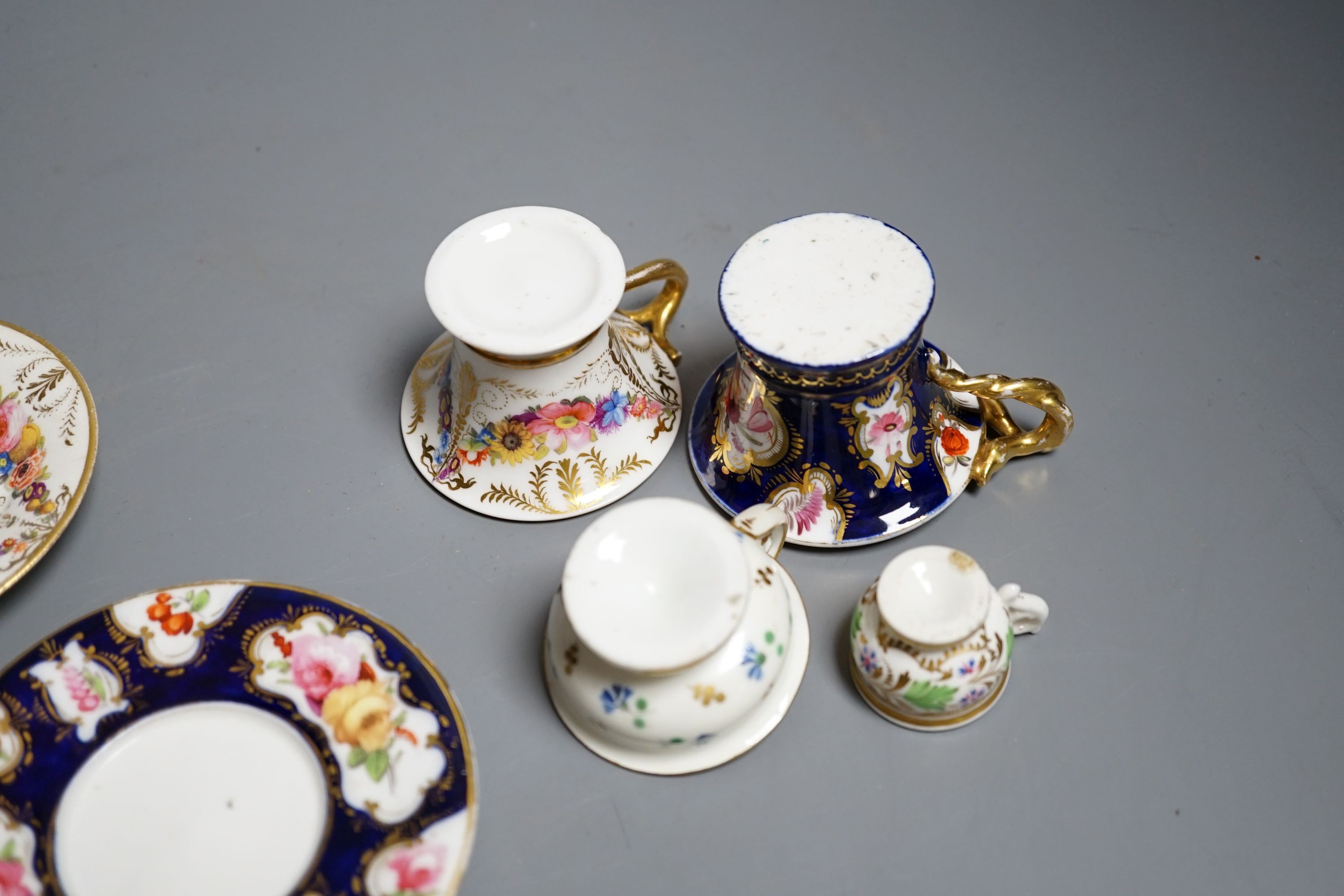 Four Coalport miniature teacups and saucers, c. 1820. Provenance - Mona Sattin collection of - Image 6 of 8