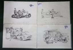 Martin Honeysett (b.1943-), four original cartoons, 'when I get my licence back..' (Kitcars Oct.