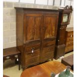 A George III style mahogany hanging cupboard, width 142cm, depth 65cm, height 209cm