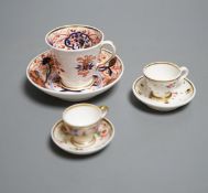 Three Spode miniature teacups and saucers, c.1815. Provenance - Mona Sattin collection of