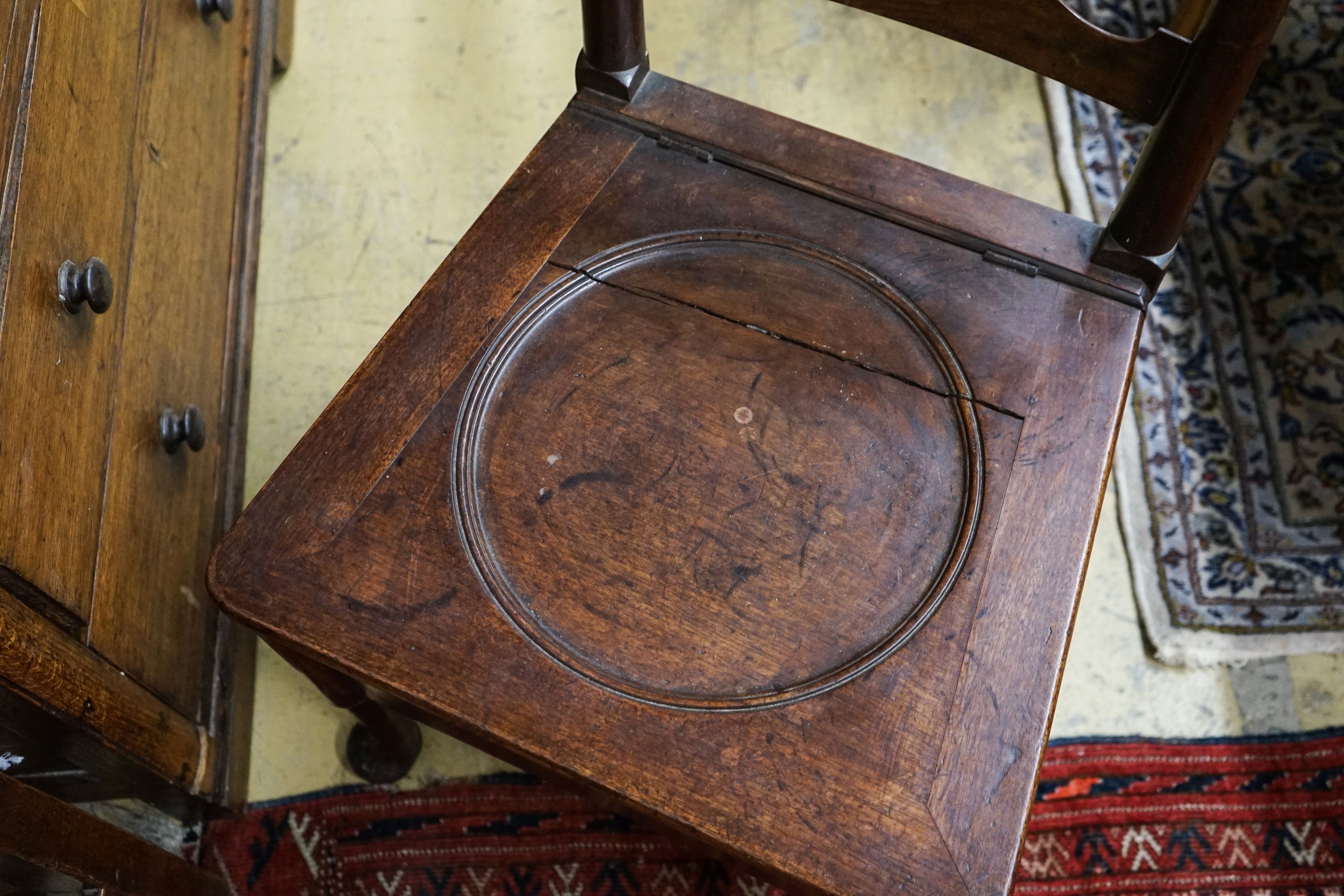 An 18th century mahogany ladderback box seat chair, width 48cm, depth 43cm, height 94cm - Image 2 of 3