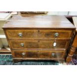 A walnut and oak chest of drawers, width 103cm, depth 52cm, height 82cm