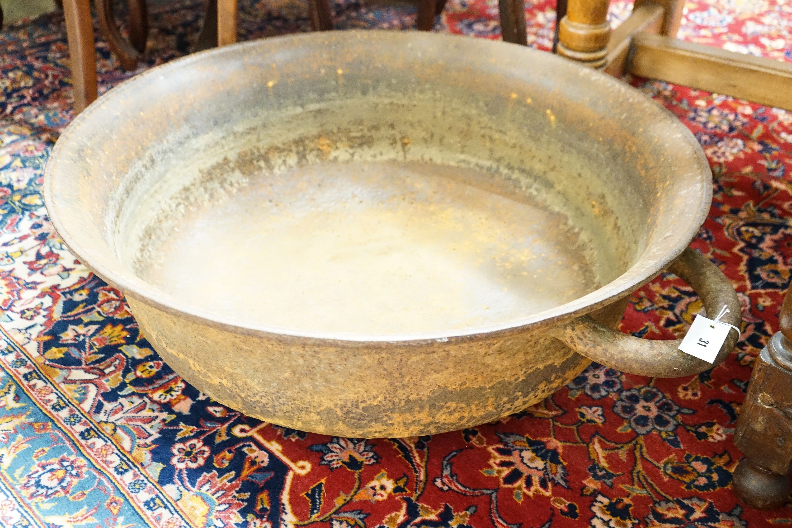 A large cast iron French circular preserve pan, diameter 82cm, height 26cm - Image 4 of 4